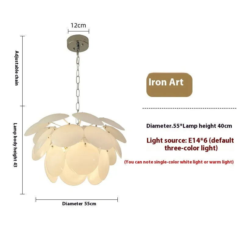 Modern French simplicity glass pine ceiling light, 45cm or 55cm diameter, 110V for living room and bedroom