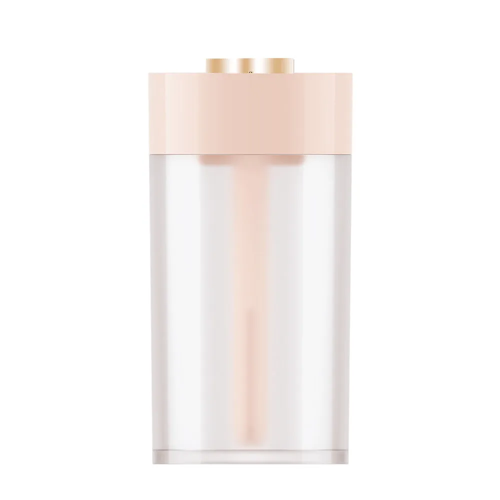 Car USB mute atomiser humidifier in ice white, columnar shape, 75x149mm, with single fog outlet