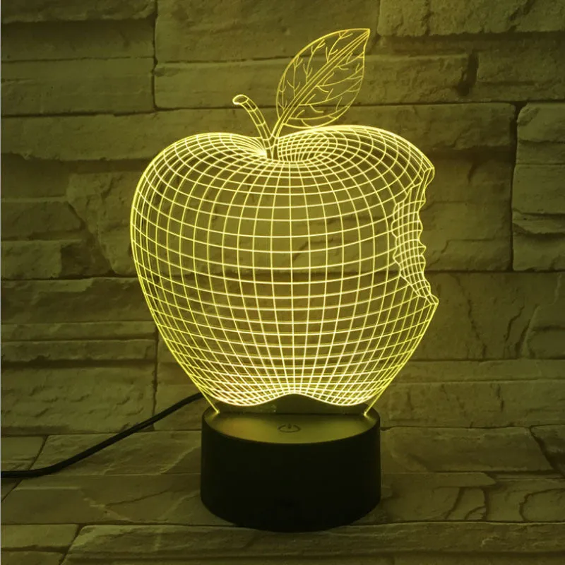 A colourful 3D fruit-shaped LED night light with a touch control panel.