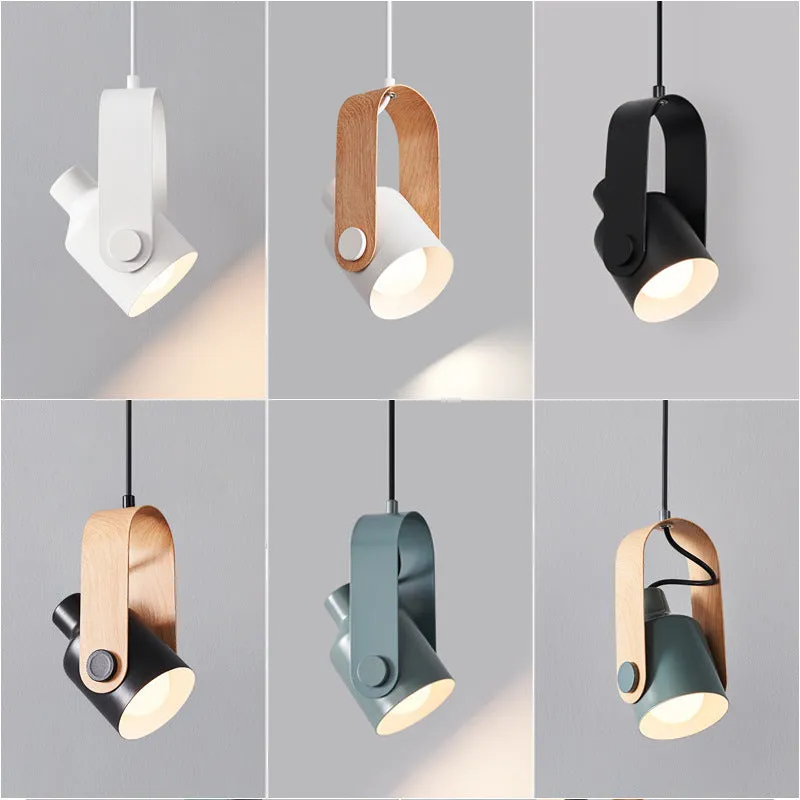 Creative log-style suspension chandelier with wrought iron paint finish in black, 9 cm diameter