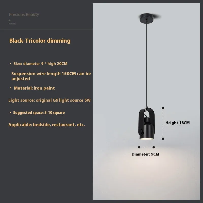 Creative log-style suspension chandelier with wrought iron paint finish in black, 9 cm diameter
