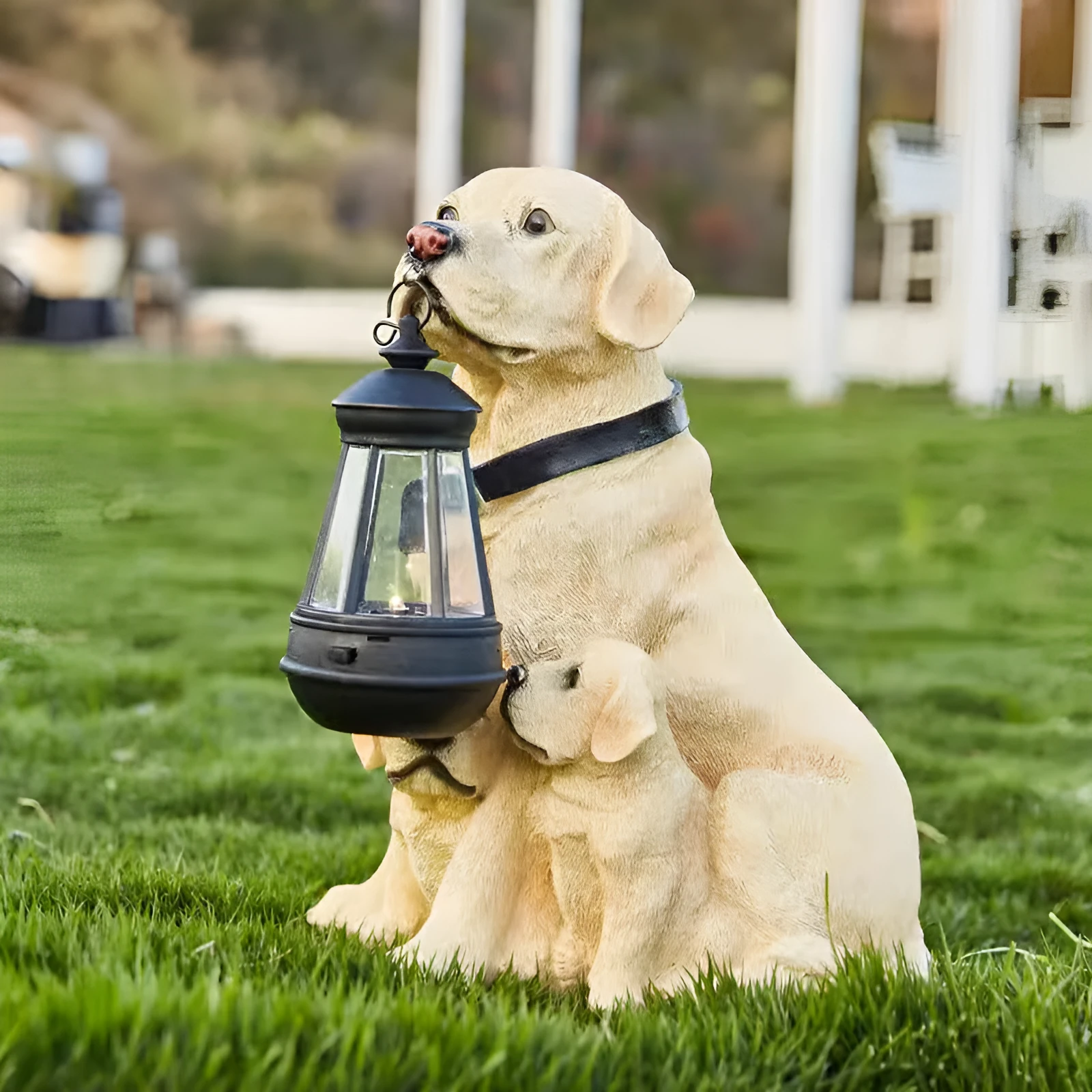 Solar garden lamp ornament resin craft in pastoral style with colour option