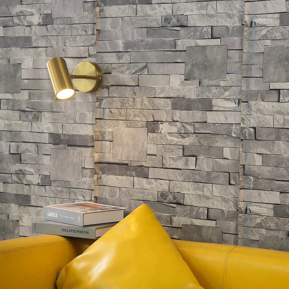 Gold minimalist Nordic wall lamp for bedside or study use, compact metal design, 220V rated