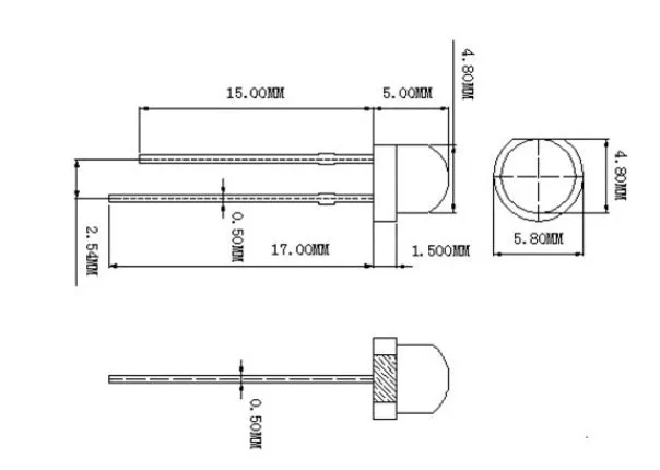 High brightness F5 straw hat white light emitting diode lamp bead with two metal leads