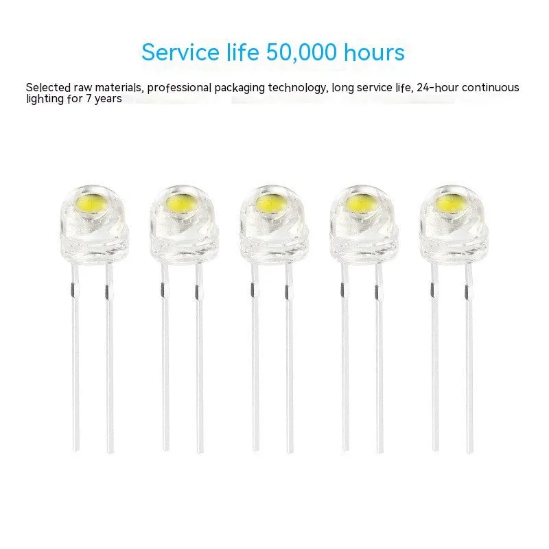 High brightness F5 straw hat white light emitting diode lamp bead with two metal leads