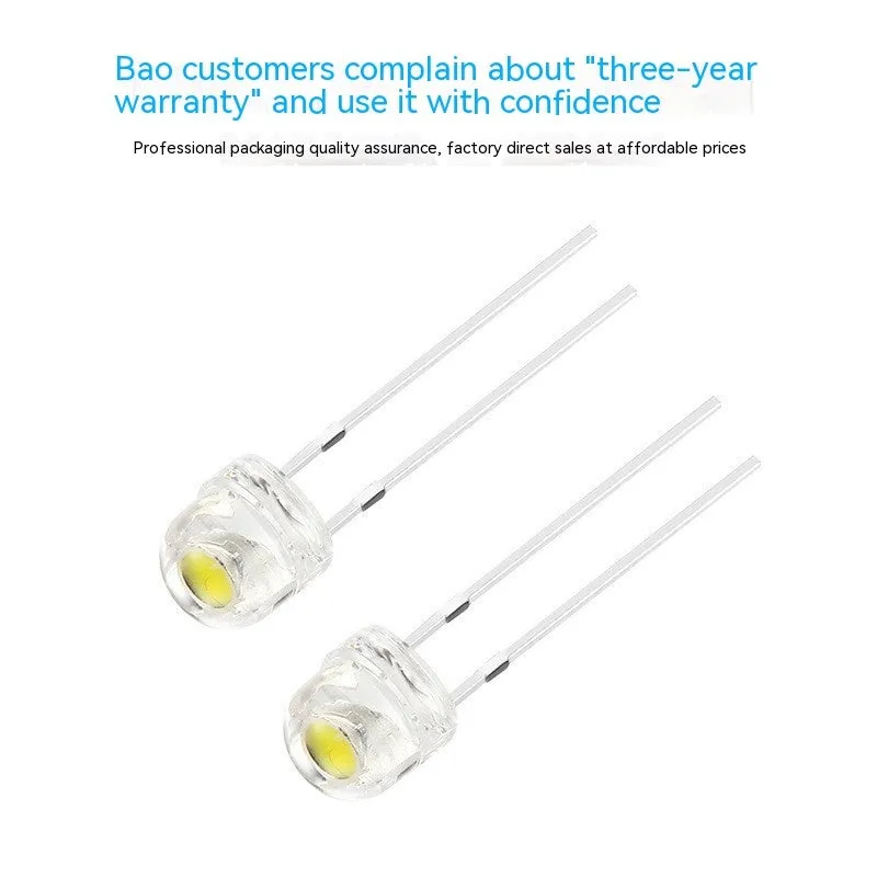 High brightness F5 straw hat white light emitting diode lamp bead with two metal leads