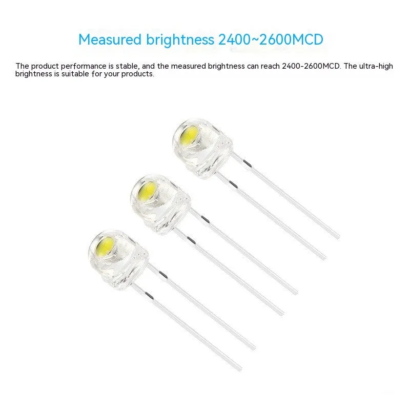 High brightness F5 straw hat white light emitting diode lamp bead with two metal leads