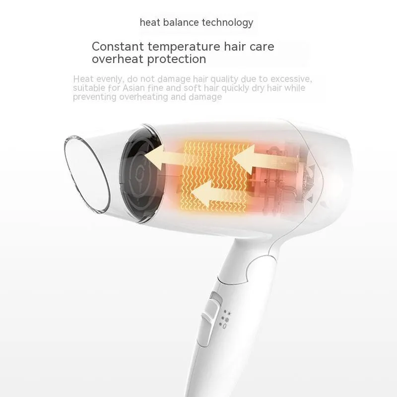 Moon White portable 1400W hair dryer with overheating protection and 150cm cord on white background