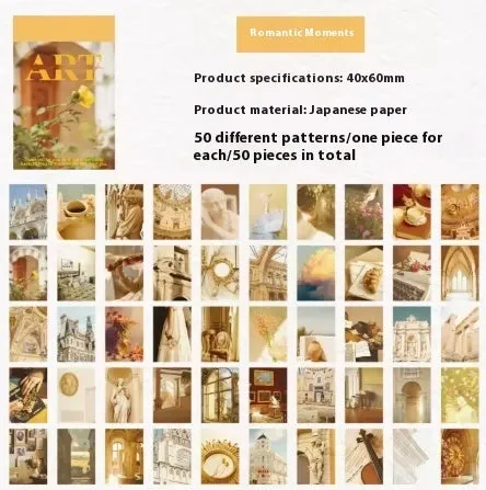 Japanese style printed art notebook with 50 paper sheets in colour romantic moment