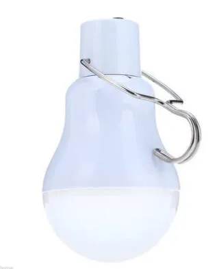 Solar panel LED bulb with screw fitting, warm white light, for outdoor garden or path use
