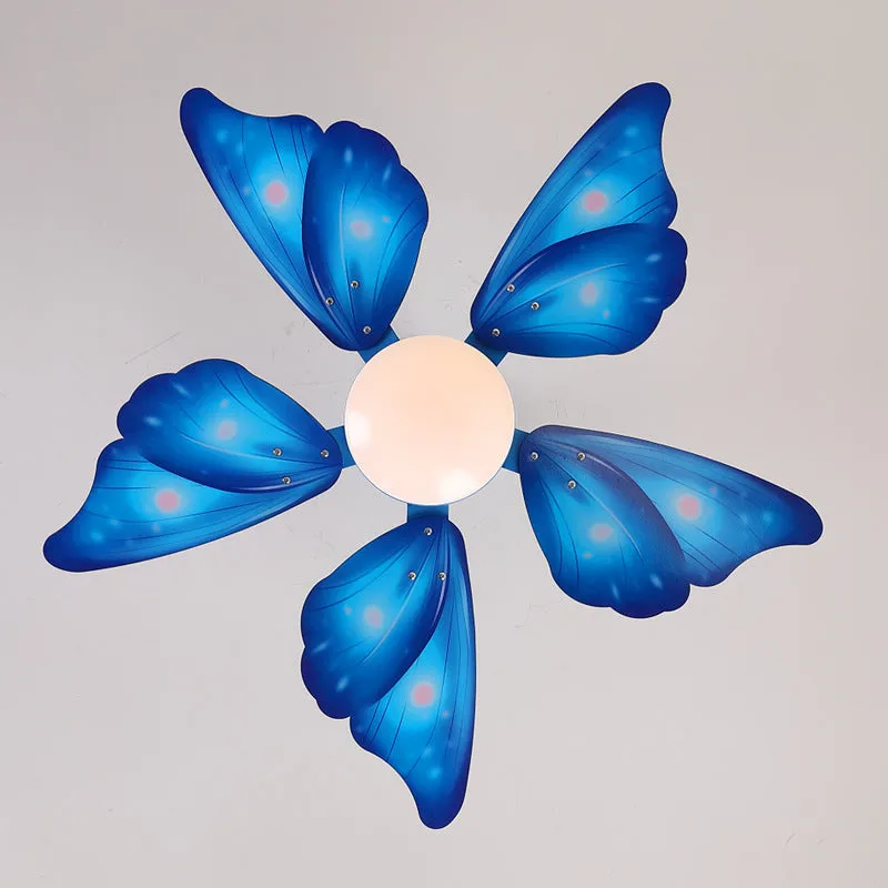 Modern chandelier with remote LED invisible electric fan, acrylic shade, wooden blades, 42-inch diameter DC motor