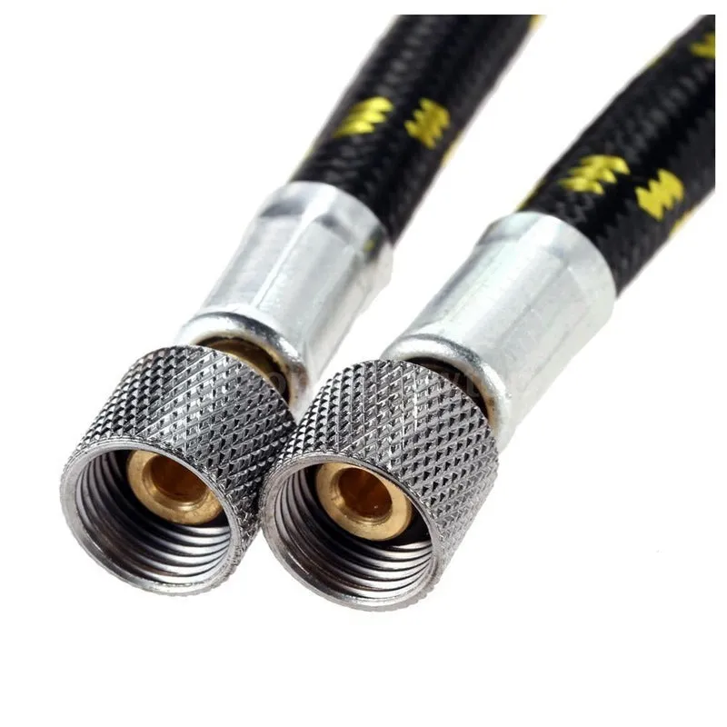 Braided nylon airbrush hose 1.8m black with rubber core and standard fittings