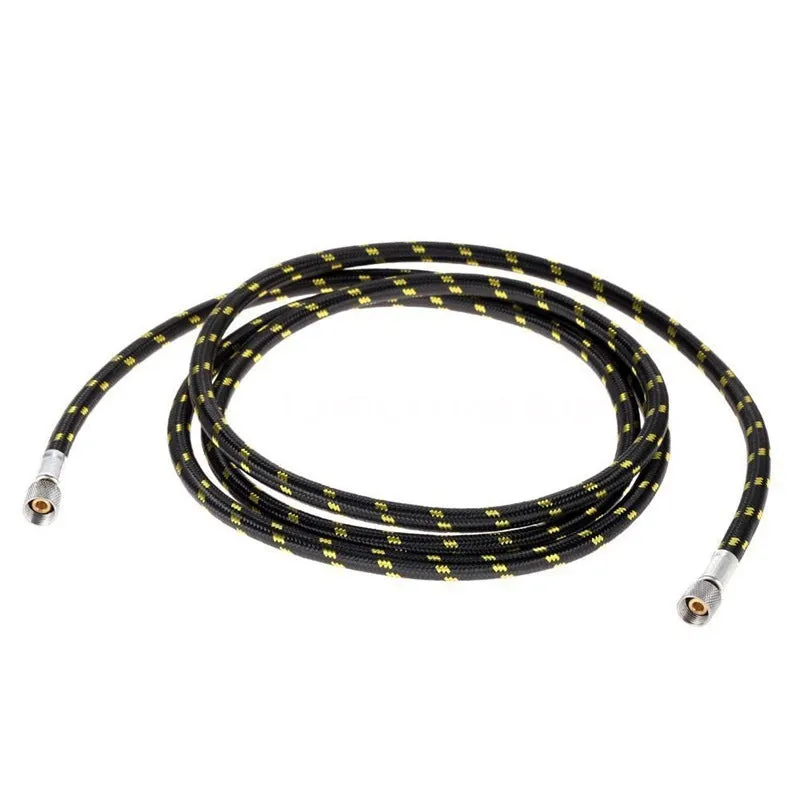 Braided nylon airbrush hose 1.8m black with rubber core and standard fittings
