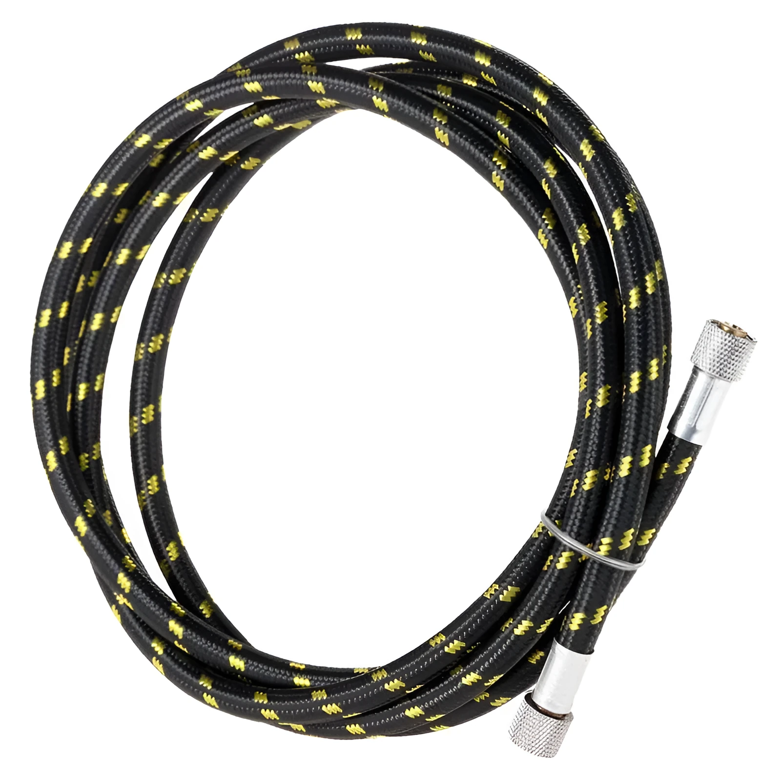 Braided nylon airbrush hose 1.8m black with rubber core and standard fittings