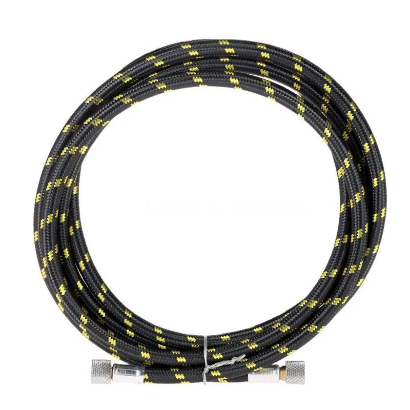 Braided nylon airbrush hose 1.8m black with rubber core and standard fittings
