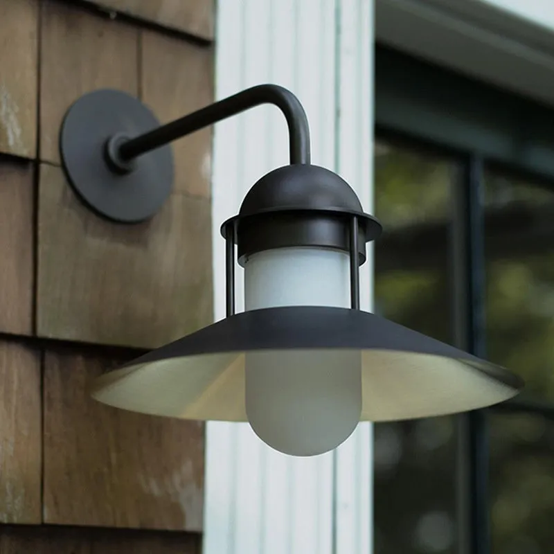 Minimalist retro outdoor waterproof wall lamp in black with 318mm dimensions for exterior use