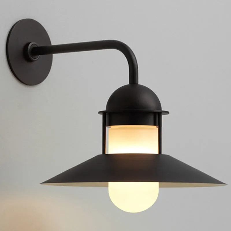 Minimalist retro outdoor waterproof wall lamp in black with 318mm dimensions for exterior use