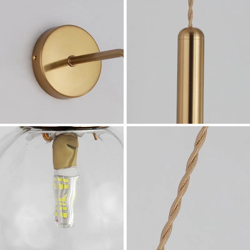 Glass shade ceiling wall lamp with iron plated bronze finish, E14 warm light, ceiling tray 10cm