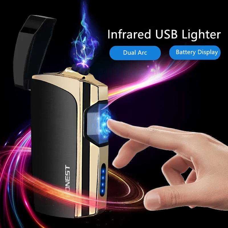 Multi-function metal windproof cigarette lighter in 5 colours, size 74.6 x 35.6 x 17mm, gift box