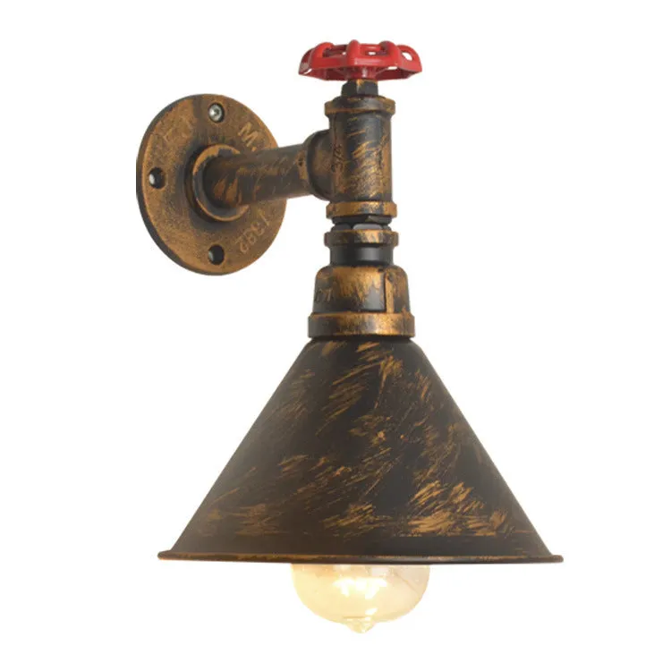 Industrial wrought iron pipe wall lamp antique style with E27 holder for bar table decor