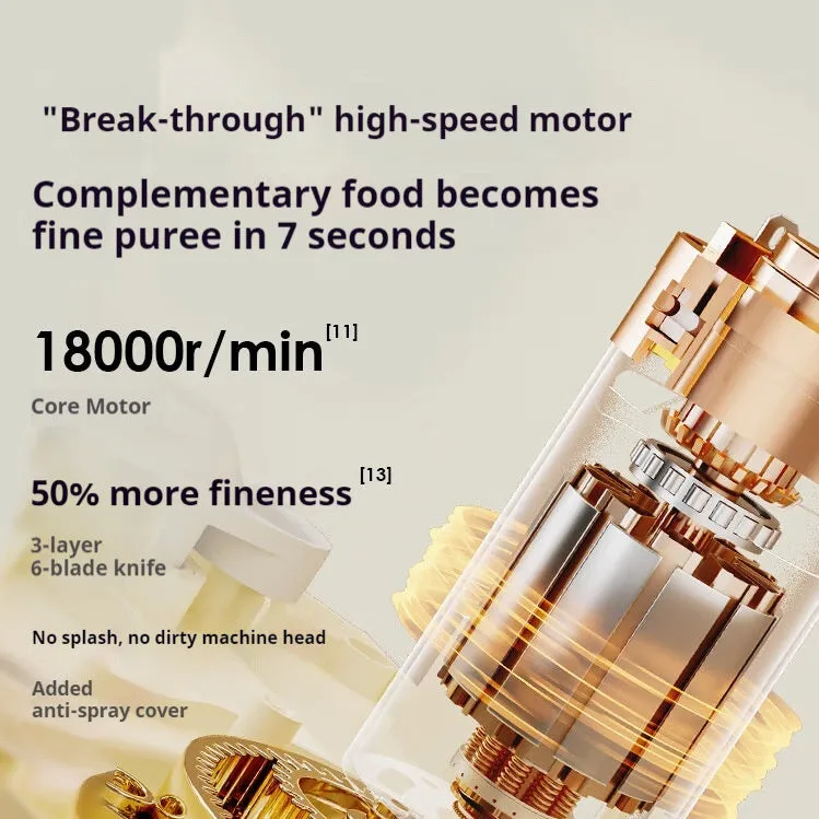 Beige baby cooking machine with stewing and stirring functions, 200ml capacity, stainless steel and ceramic construction