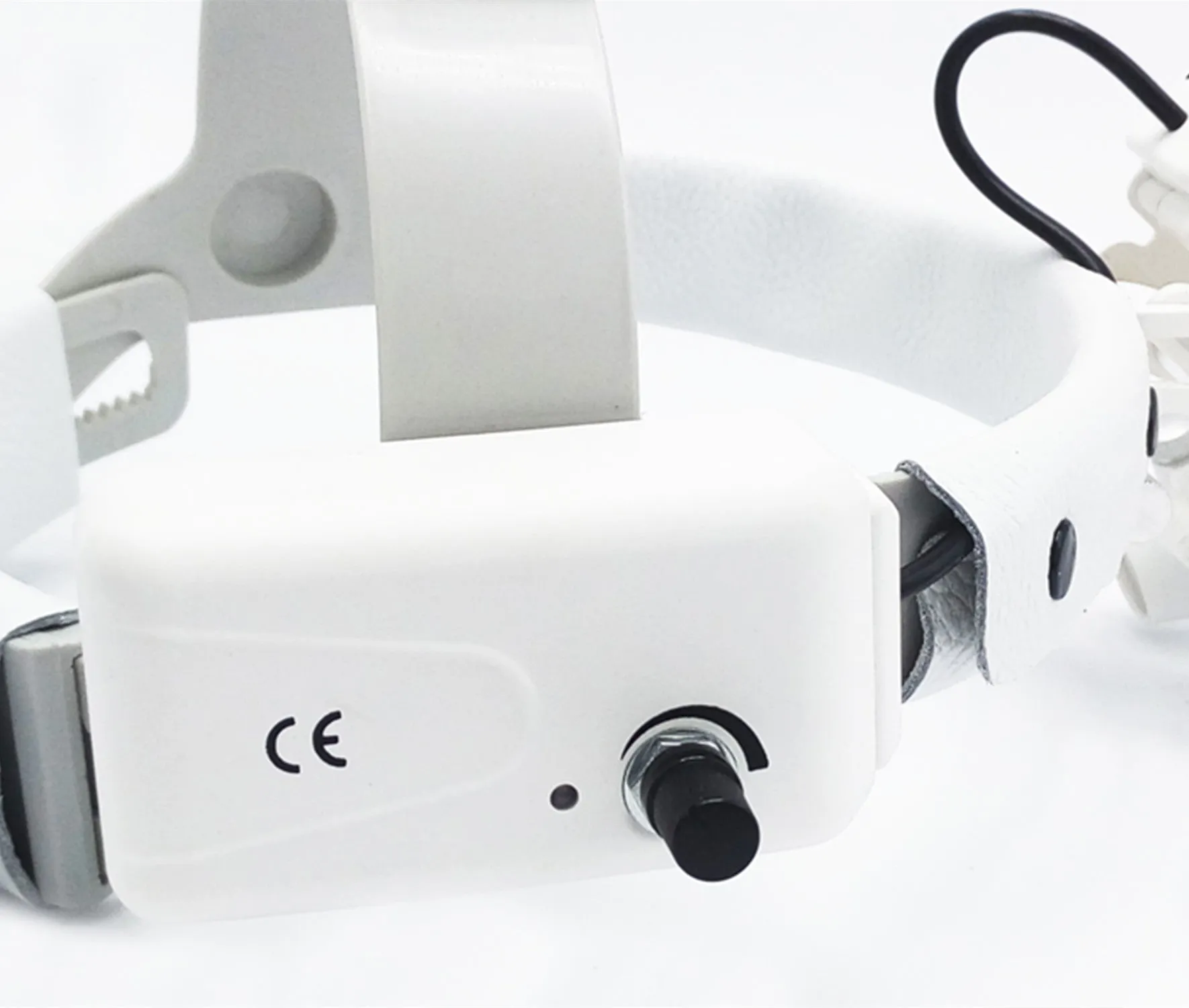 Head-mounted medical magnifying lens with LED spotlight, adjustable brightness, 2.5x magnification, black plastic plexiglass