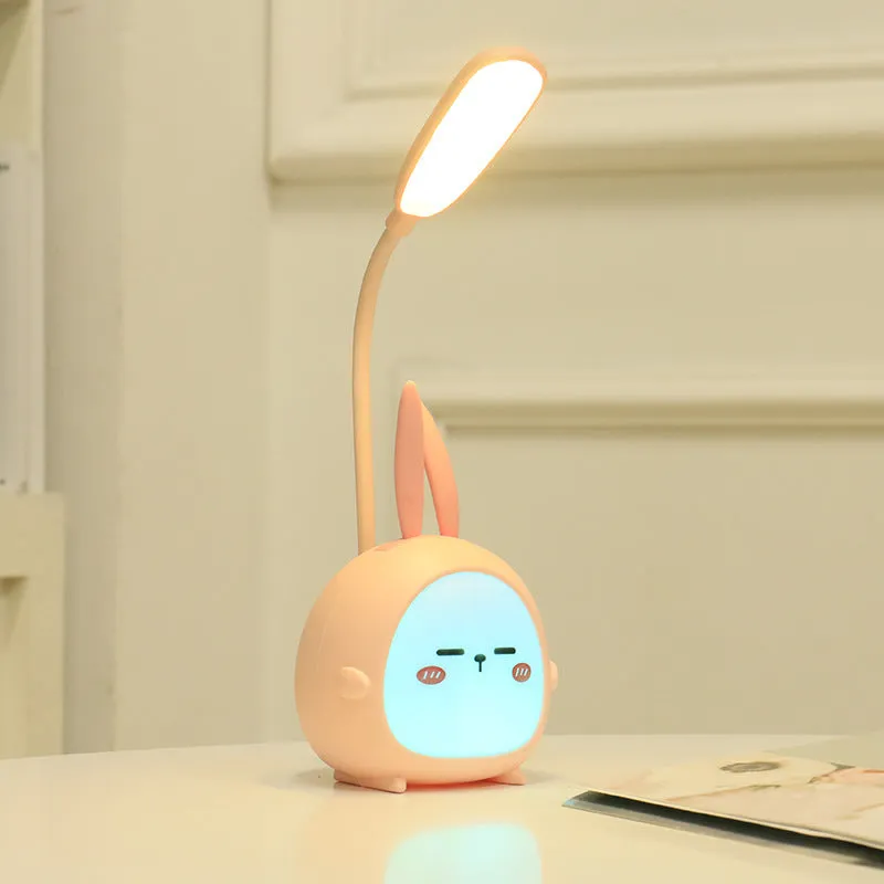 Cartoon deer USB charging folding LED reading lamp with plastic shade on desk