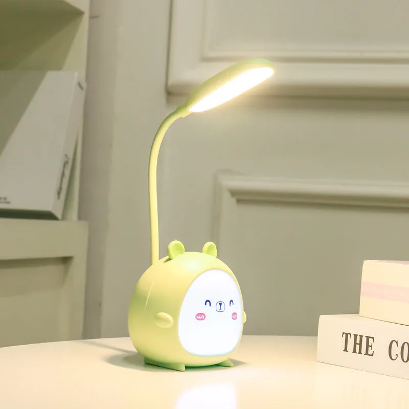Cartoon deer USB charging folding LED reading lamp with plastic shade on desk