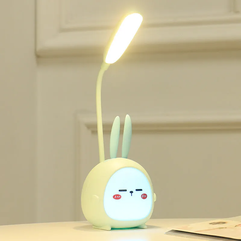 Cartoon deer USB charging folding LED reading lamp with plastic shade on desk