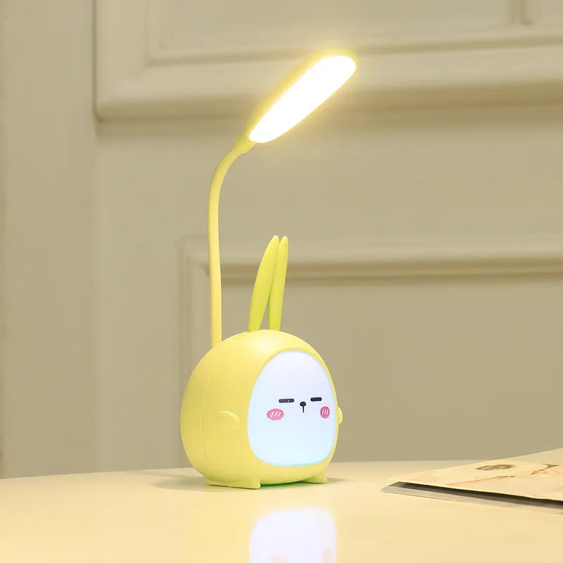 Cartoon deer USB charging folding LED reading lamp with plastic shade on desk