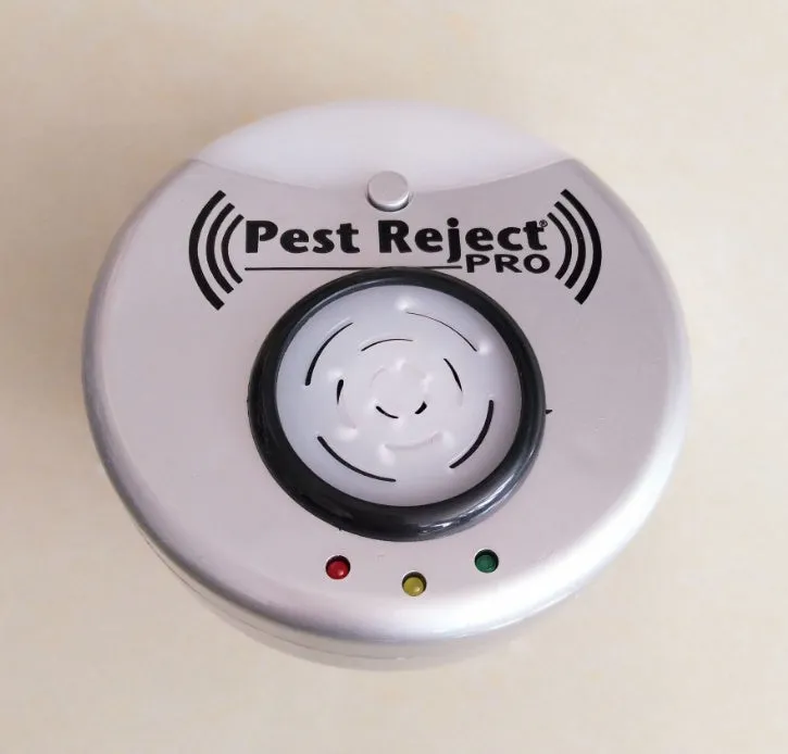 Silver grey intelligent ultrasonic mosquito repellent with compact 10cm size and plug