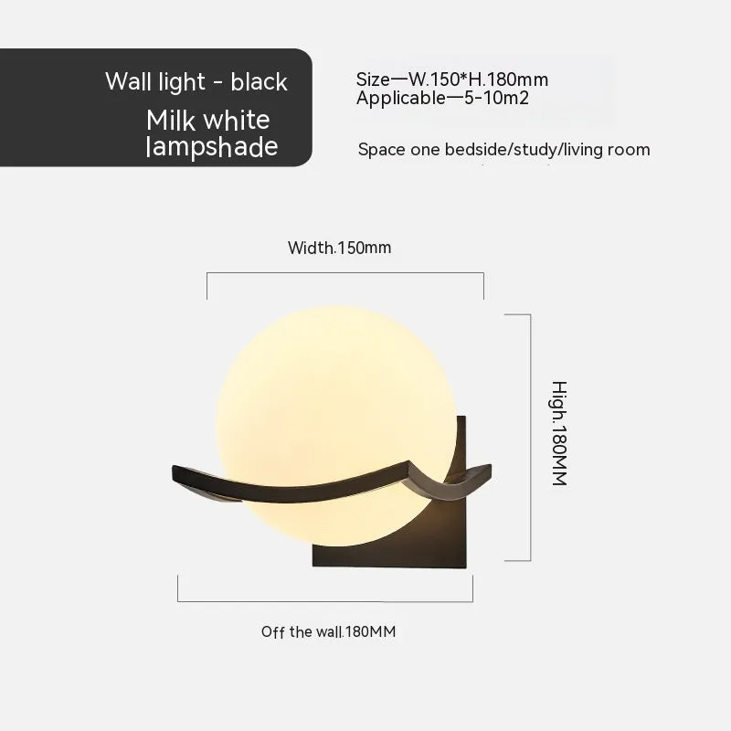 European wall lamp 5017 B with black milky white cover for bedside use