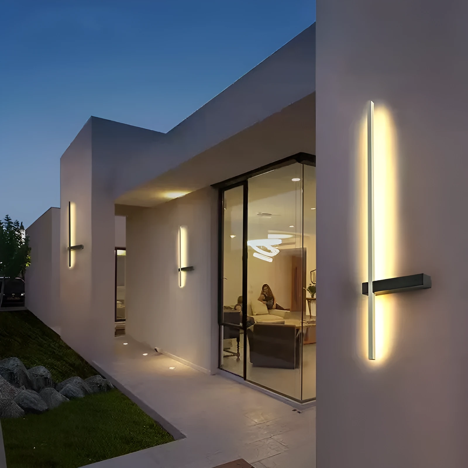 Outdoor waterproof stainless steel wall lamp with warm white 3000K light for courtyard and stairs