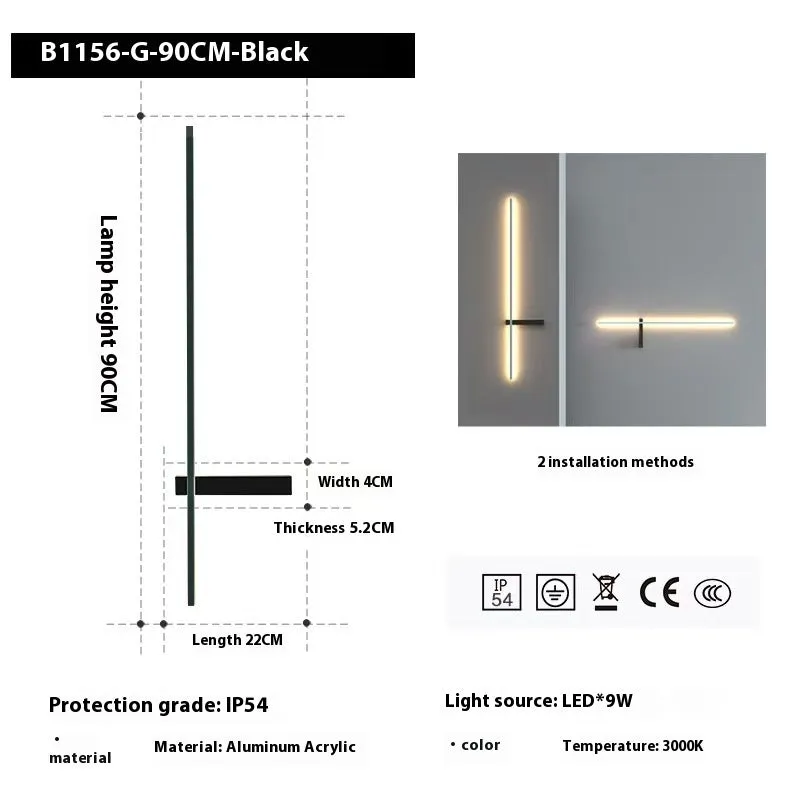 Outdoor waterproof stainless steel wall lamp with warm white 3000K light for courtyard and stairs