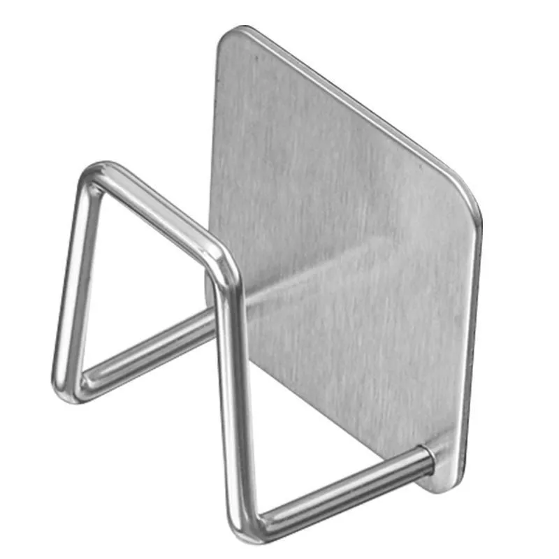 Stainless steel punch-free wall hanging pot storage rack in elegant black with adhesive backing