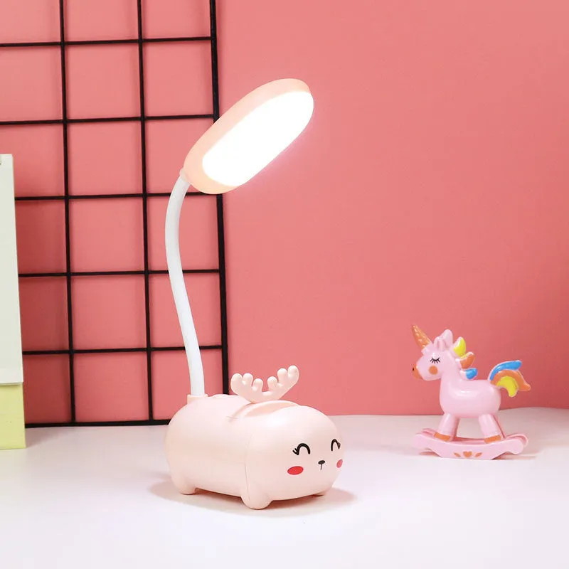 Girl heart LED table lamp guard lamp book light with USB charging, warm white flicker-free light, available in Blue or Pink