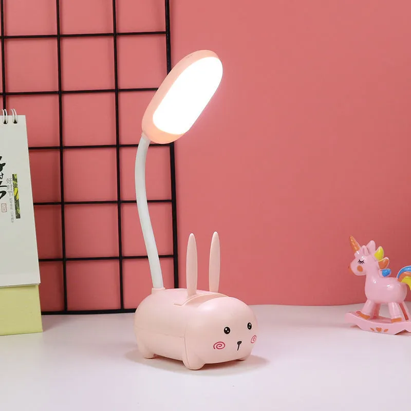 Girl heart LED table lamp guard lamp book light with USB charging, warm white flicker-free light, available in Blue or Pink