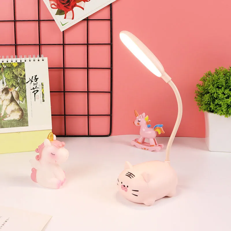 Girl heart LED table lamp guard lamp book light with USB charging, warm white flicker-free light, available in Blue or Pink