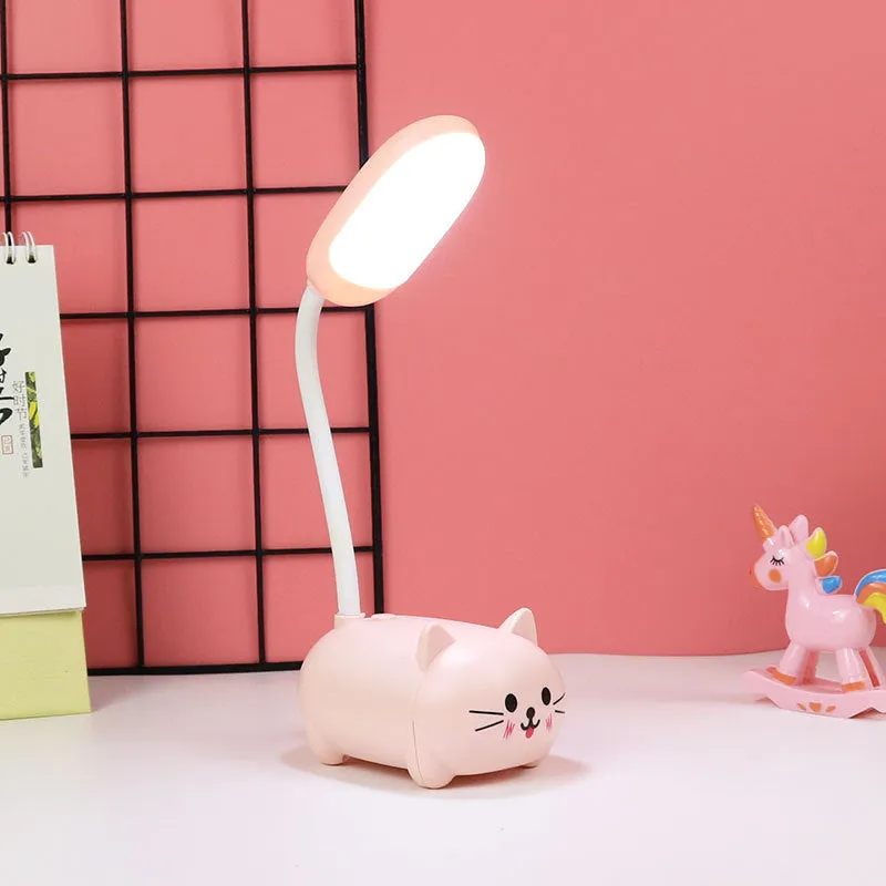 Girl heart LED table lamp guard lamp book light with USB charging, warm white flicker-free light, available in Blue or Pink
