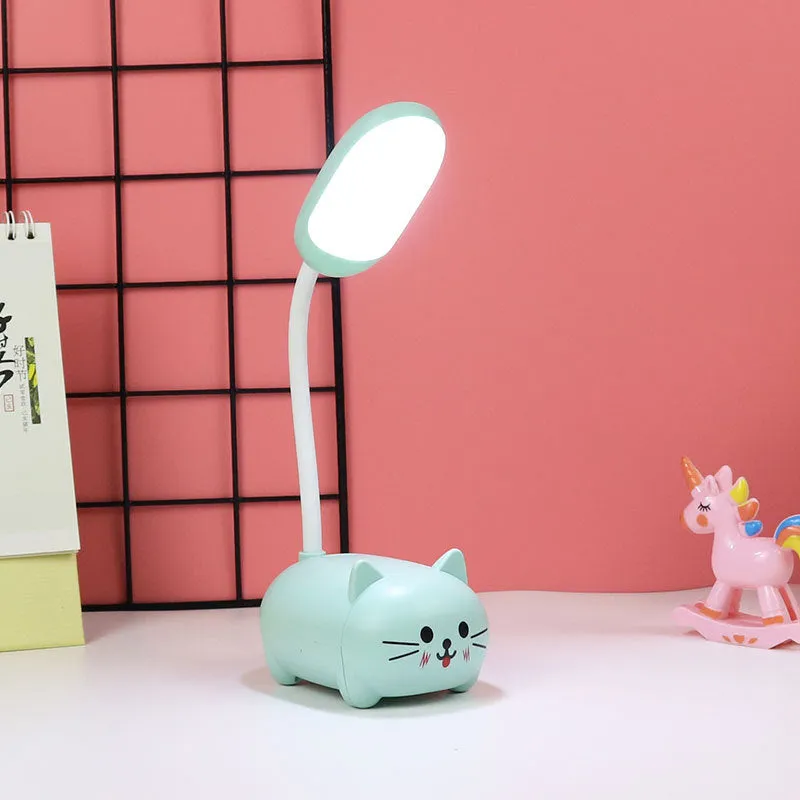 Girl heart LED table lamp guard lamp book light with USB charging, warm white flicker-free light, available in Blue or Pink