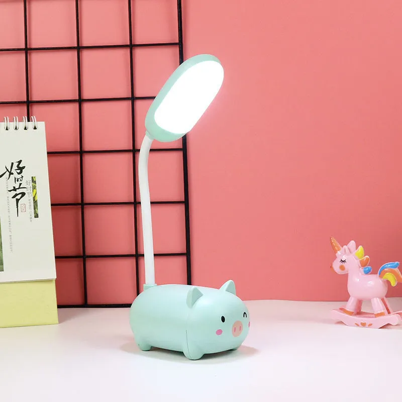 Girl heart LED table lamp guard lamp book light with USB charging, warm white flicker-free light, available in Blue or Pink