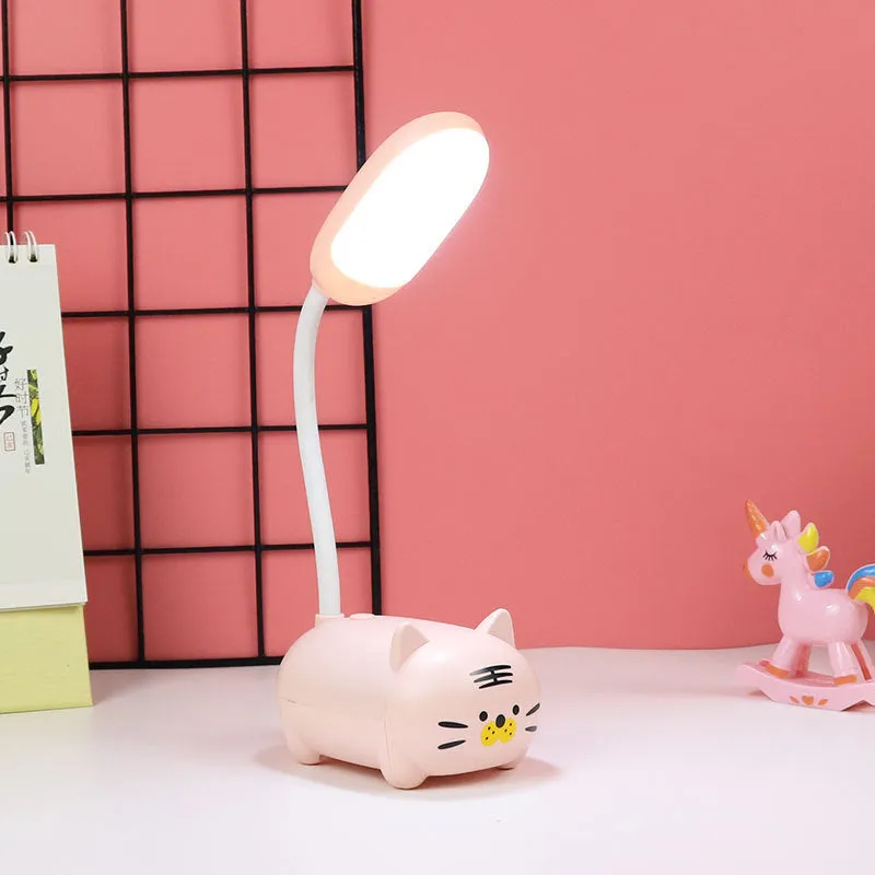 Girl heart LED table lamp guard lamp book light with USB charging, warm white flicker-free light, available in Blue or Pink