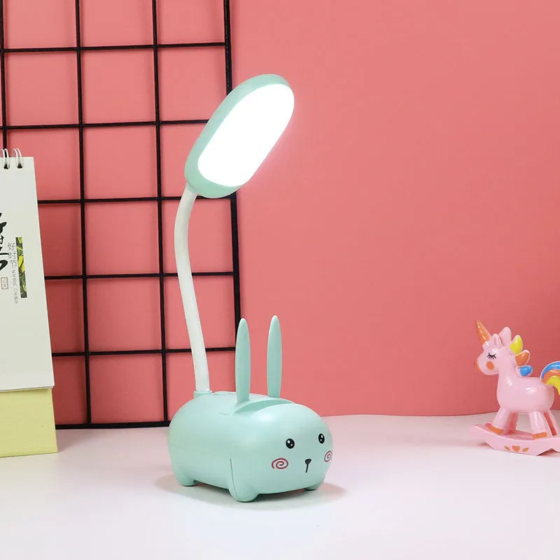 Girl heart LED table lamp guard lamp book light with USB charging, warm white flicker-free light, available in Blue or Pink