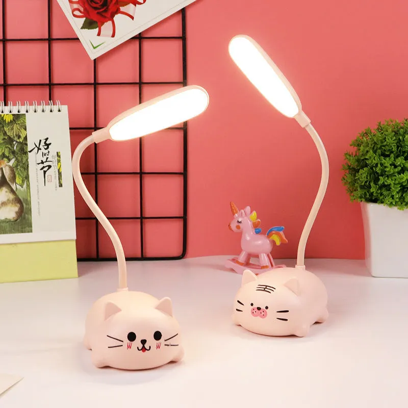 Girl heart LED table lamp guard lamp book light with USB charging, warm white flicker-free light, available in Blue or Pink
