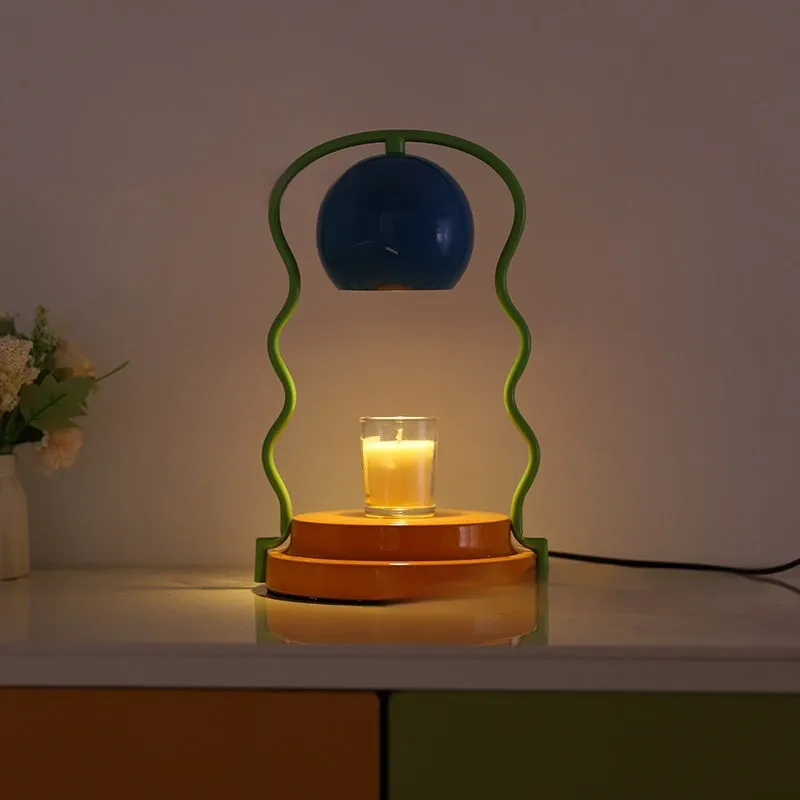 Creative fire-free smoke-free iron fragrance lamp 27.5cm yellow finish with fragrance tray