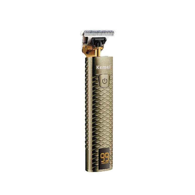 Diamond mesh engraving body LC digital display high power oil head trim hair clipper in bronze with limit combs