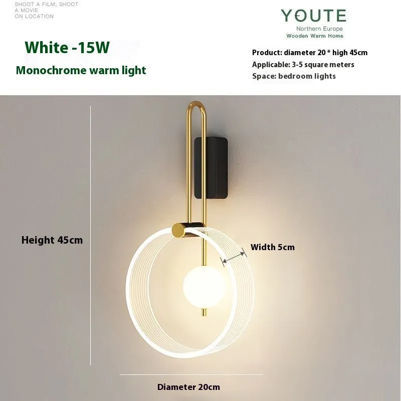 Nordic LED ceiling lamp with acrylic shade and inner ring luminous design for bedroom or living room wall mounting