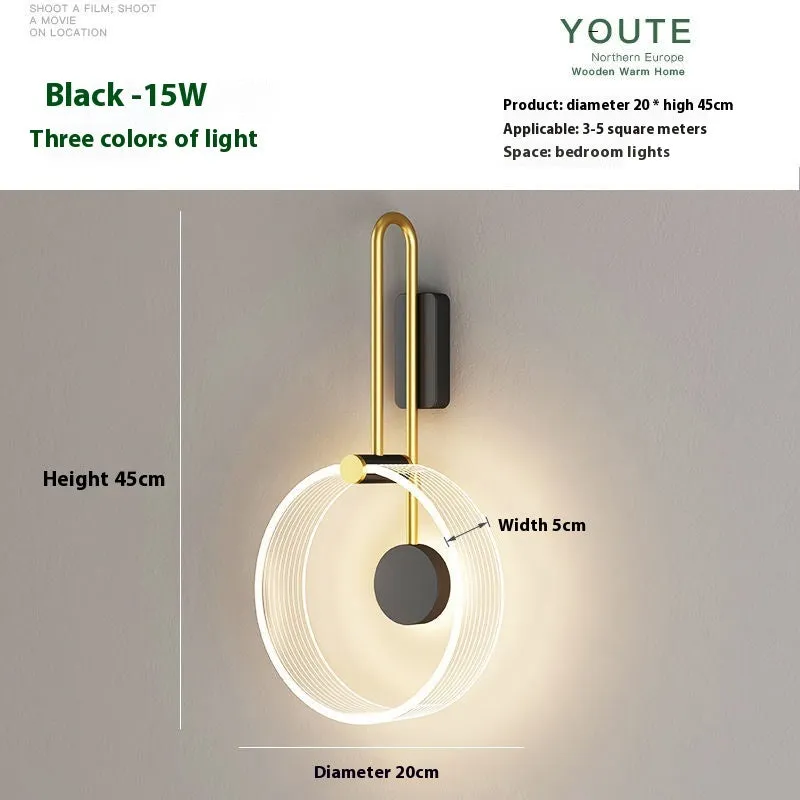 Nordic LED ceiling lamp with acrylic shade and inner ring luminous design for bedroom or living room wall mounting