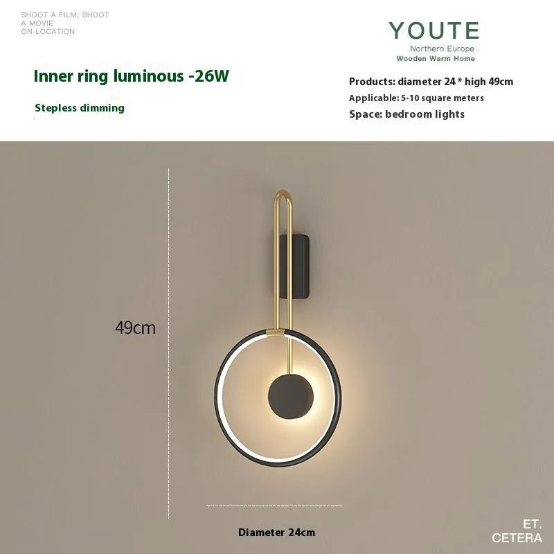 Nordic LED ceiling lamp with acrylic shade and inner ring luminous design for bedroom or living room wall mounting