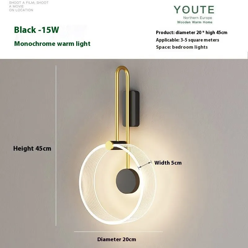 Nordic LED ceiling lamp with acrylic shade and inner ring luminous design for bedroom or living room wall mounting